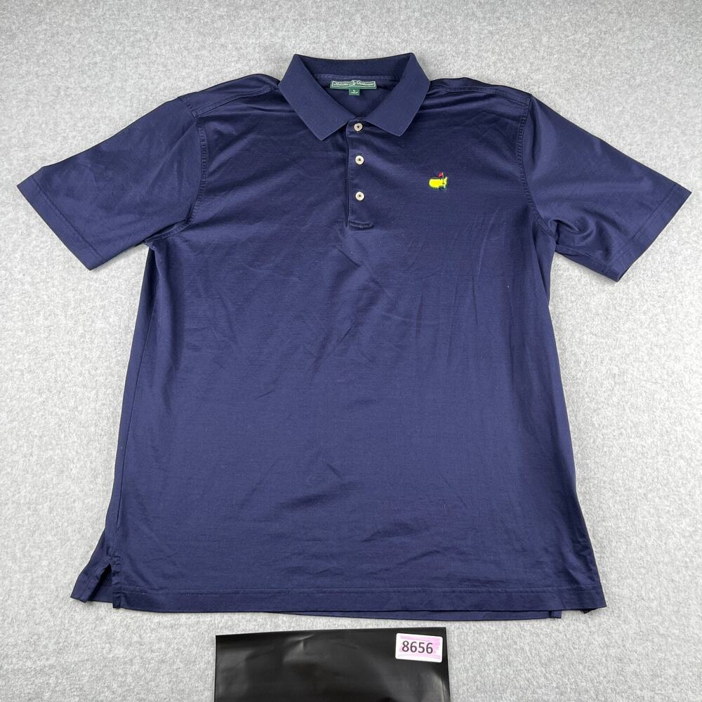 Masters Collection Polo Shirt Large Navy Blue Embroidered Logo Casual Mens